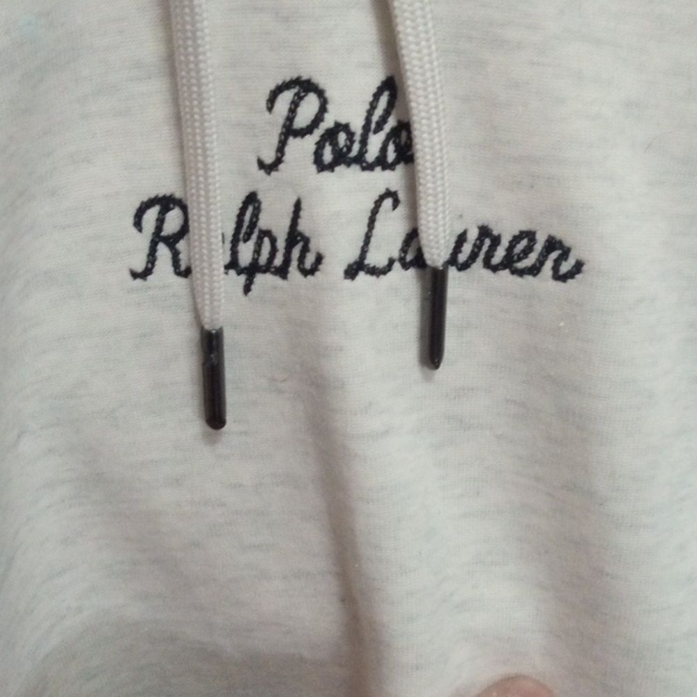Nwot Polo By Ralph Lauren Xxl Grey Double Knit Hoodie Words Embroidered Worn 1hr